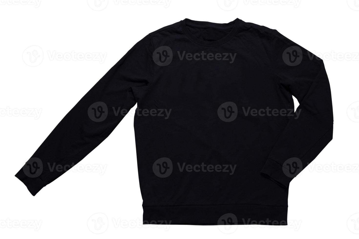 Black sweatshirt mock up isolated on white background. Black sweatshirt design template over white photo