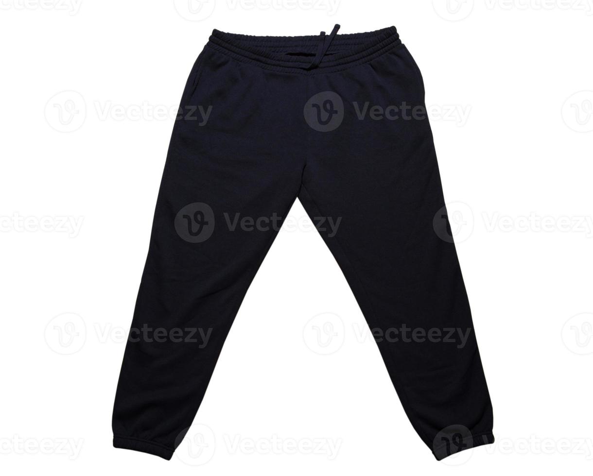 front view of black sweatpants isolated over white background photo