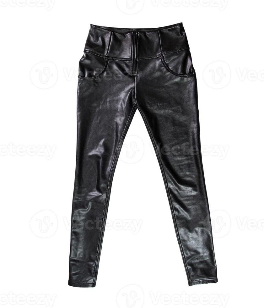 Black leather female pants isolated, leather leggings photo