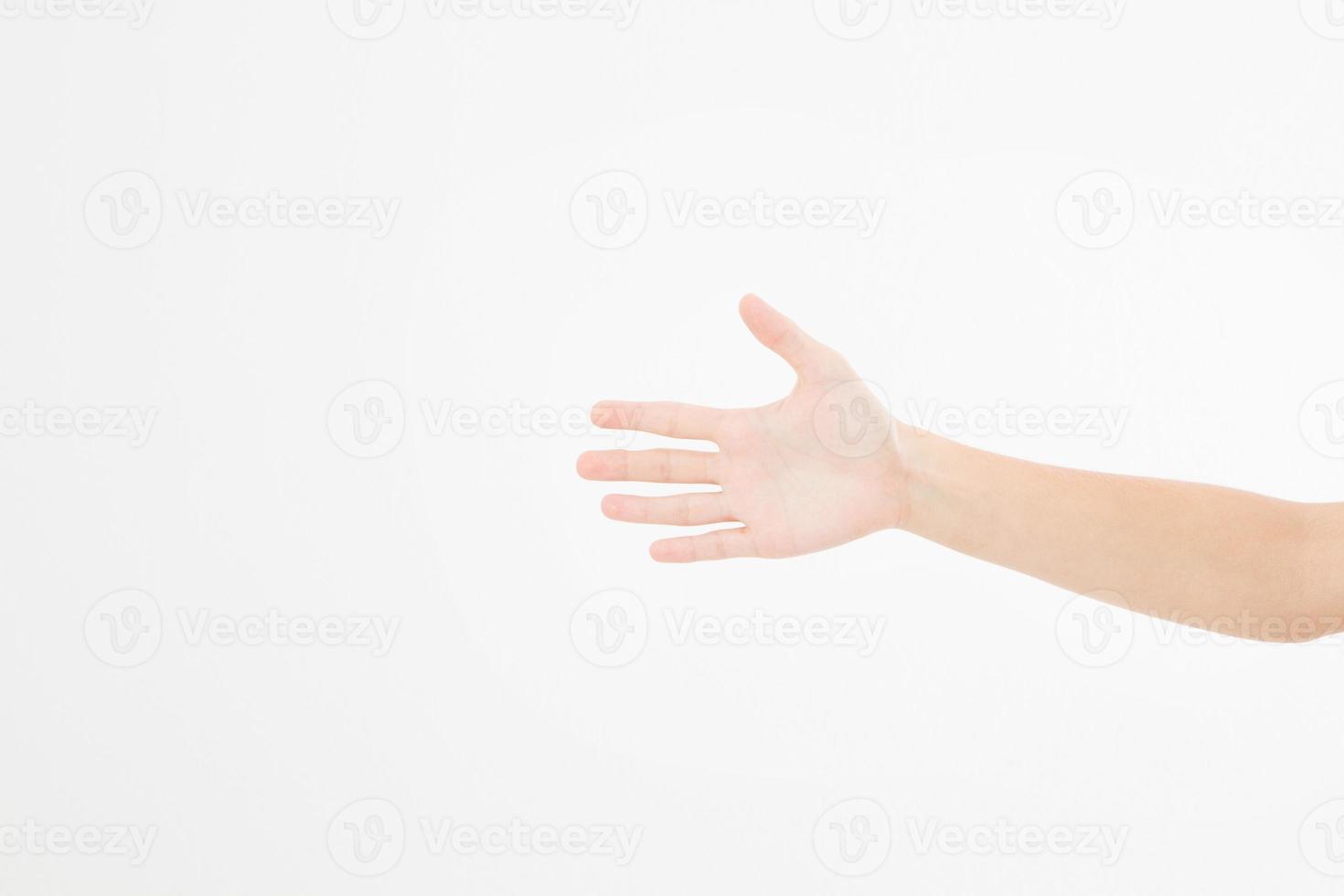 hand isolated on white.Voting hand. Mock up. Copy space. Template. Blank. photo