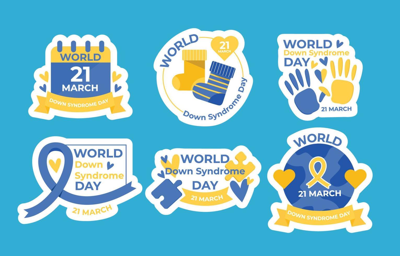 World Down Syndrome Sticker Set vector