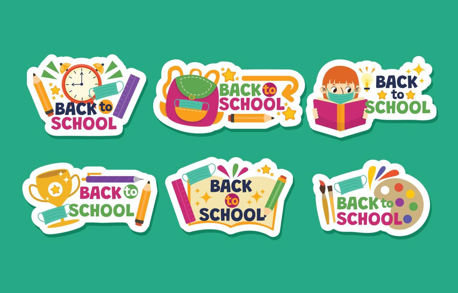 Back to School Sticker Set vector