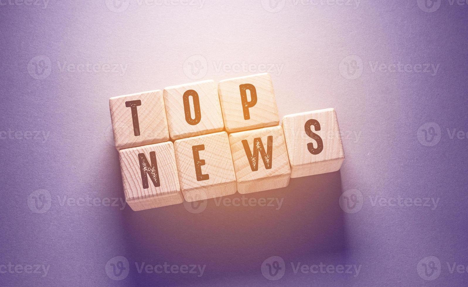 Top News Word with Wooden Cubes photo