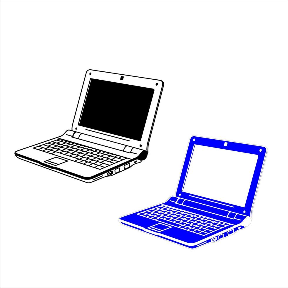 black and white laptop computer vector design