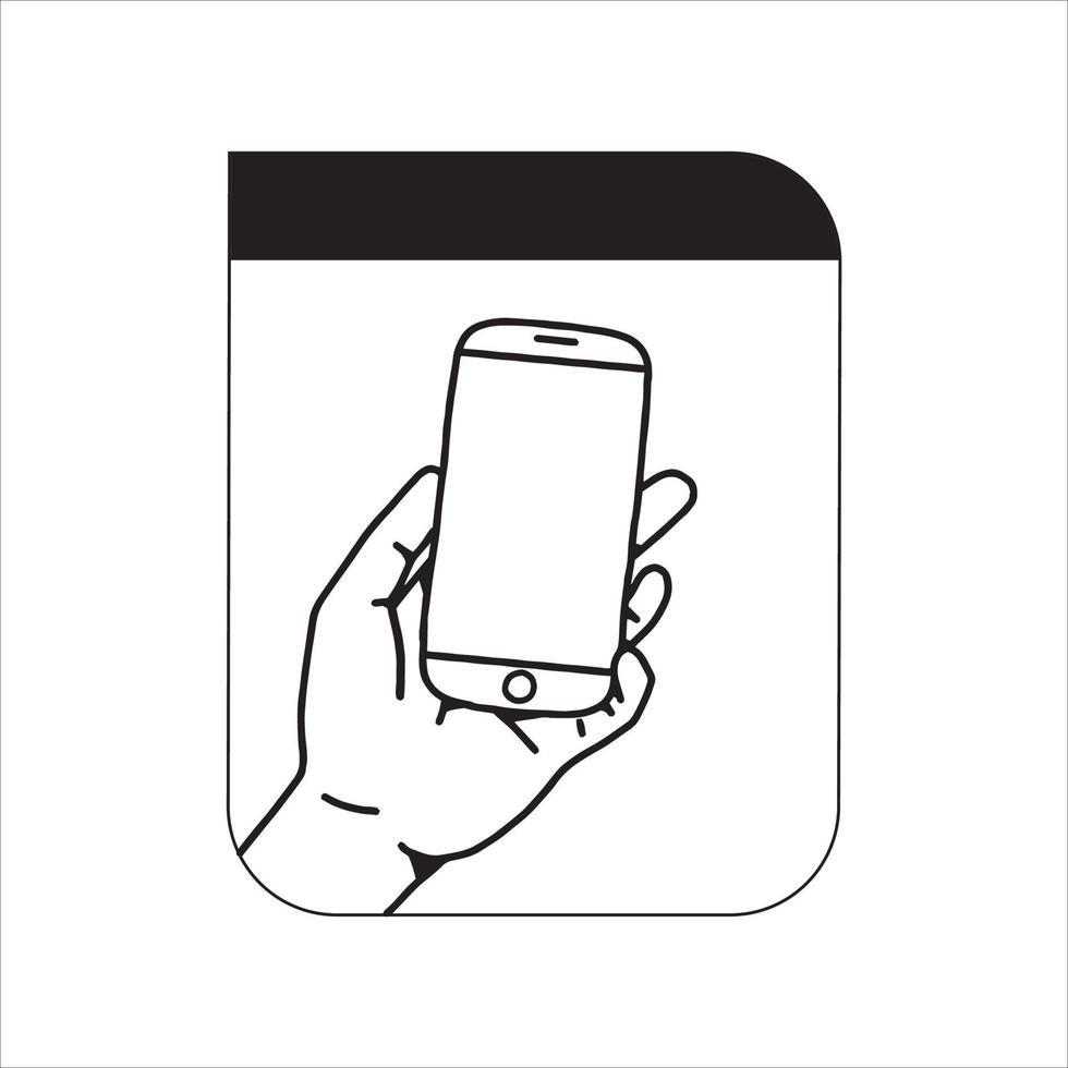 vector hand sketch design carrying smartphone