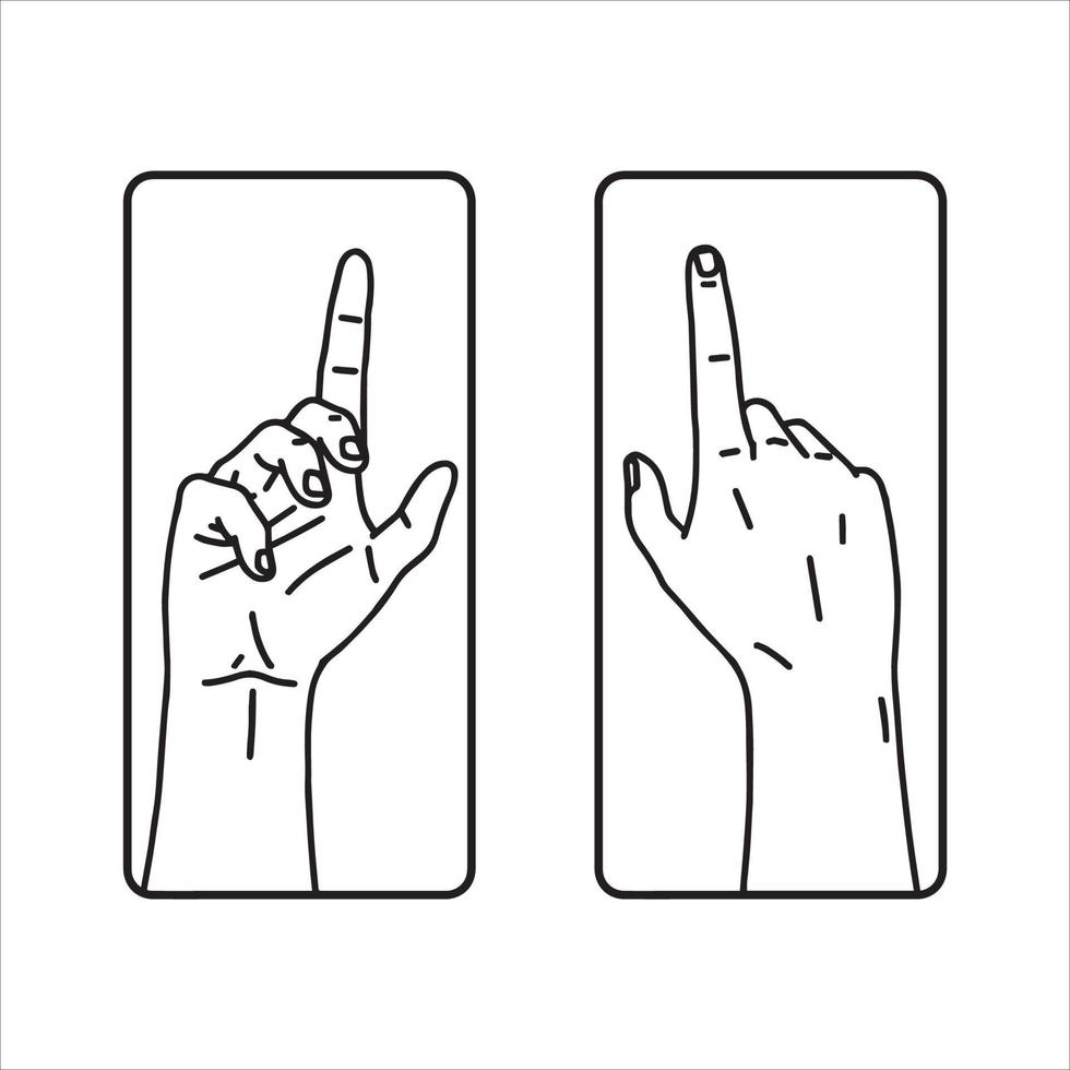 Diseño vectorial de la mano apuntando hacia arriba, desde el frente y la espalda. vector