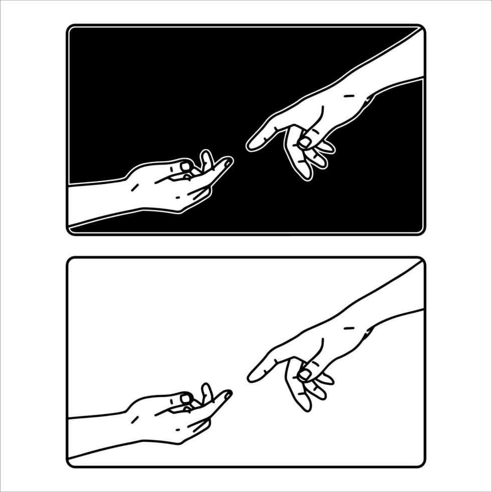 vector hand design giving black and white