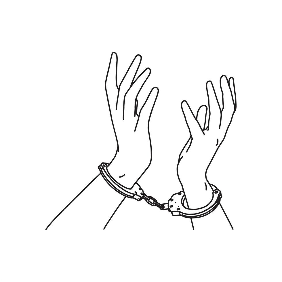 vector design of both hands tied with handcuffs
