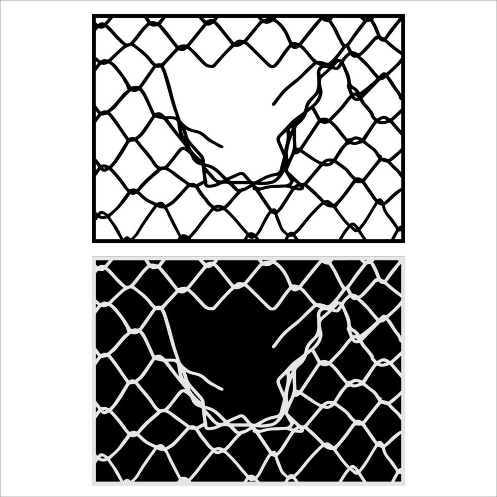 black and white broken fence vector design