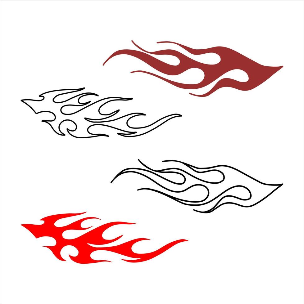 blazing fire design vector left and right