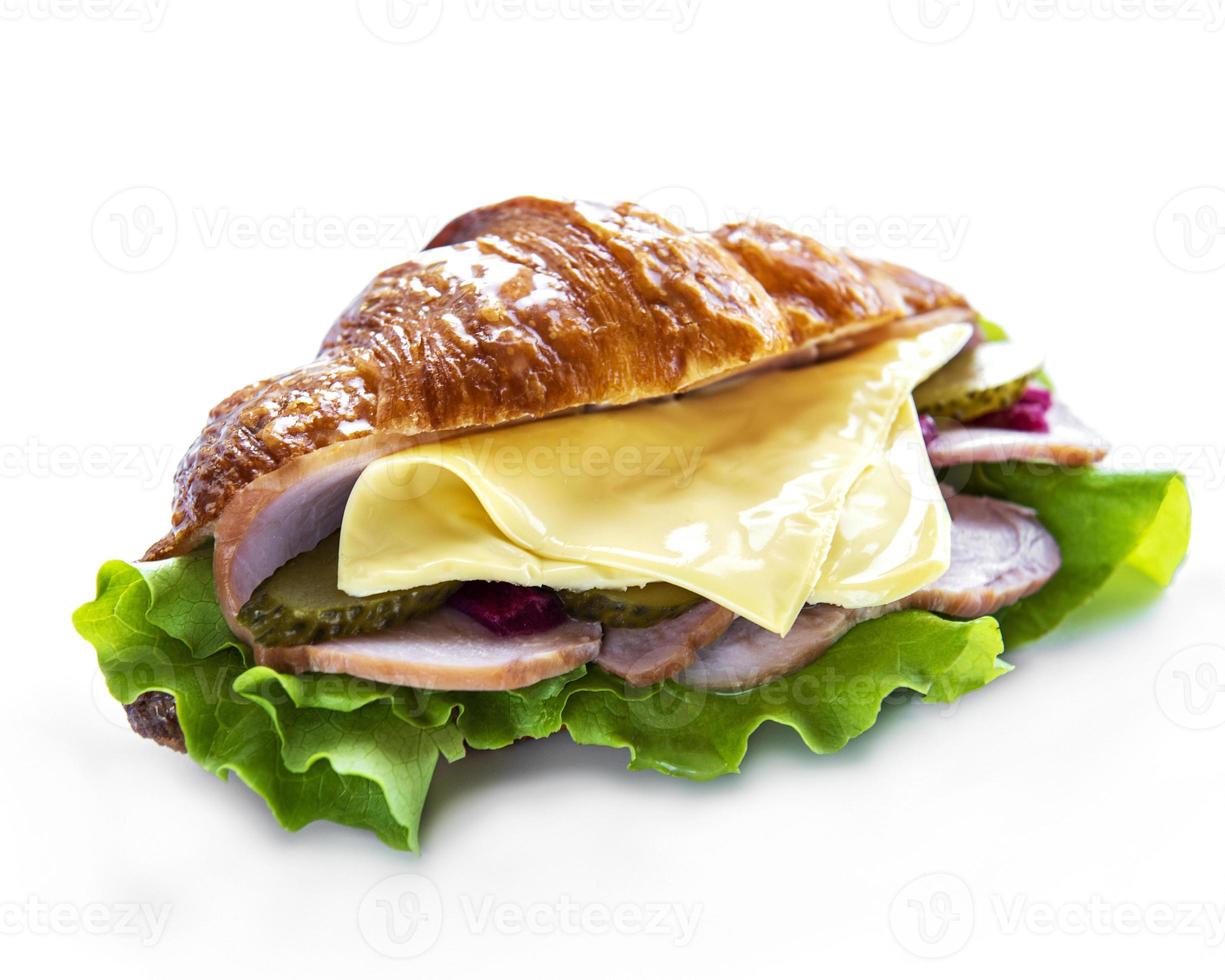 Croissant sandwich with ham photo