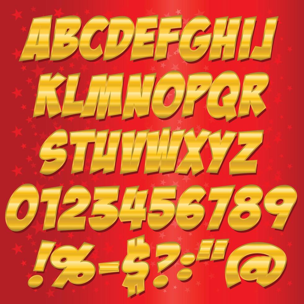 comics Gold style alphabet collection set. Illustrator Vector Eps 10.