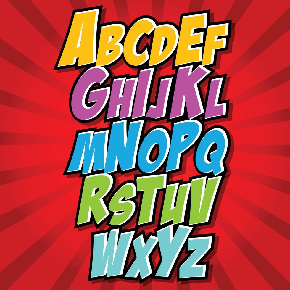 comics style alphabet collection set. Illustrator Vector Eps 10.