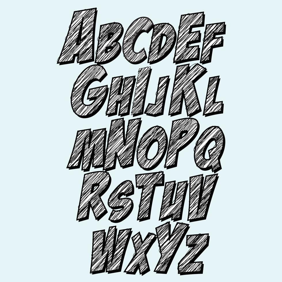 Comic alphabet set. Letters, for kids' illustrations, websites, comics, banners. vector