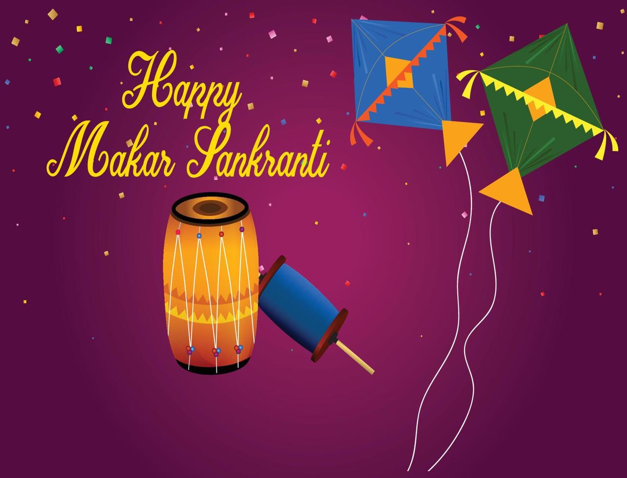 Happy makar sankranti festival hindu festival with oriental elements background vector