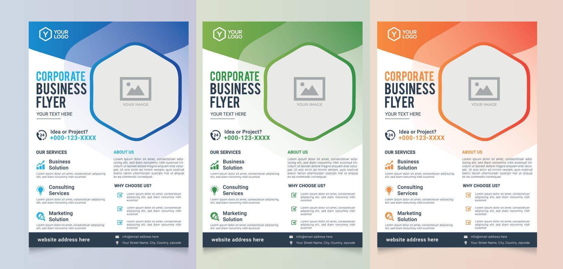 Company Business Flyer Geometric Hexagon Poster Brochure Modern Layout vector