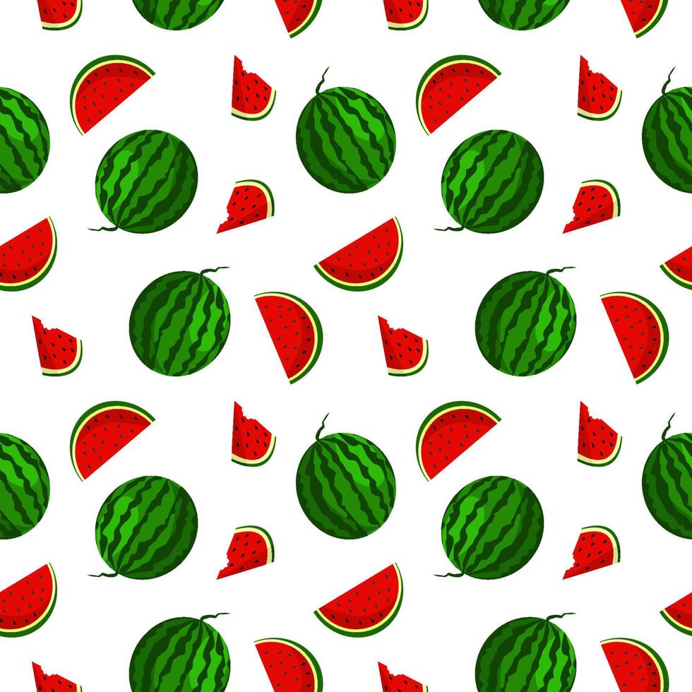 Vector watermelon background with black seeds. Seamless watermelons pattern. Vector background with watermelon slices. Vector seamless pattern of fruit watermelon