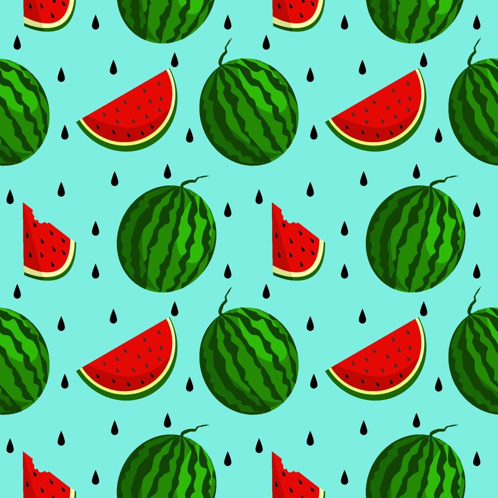 Vector watermelon background with black seeds. Seamless watermelons pattern. Vector background with watermelon slices. Vector seamless pattern of fruit watermelon