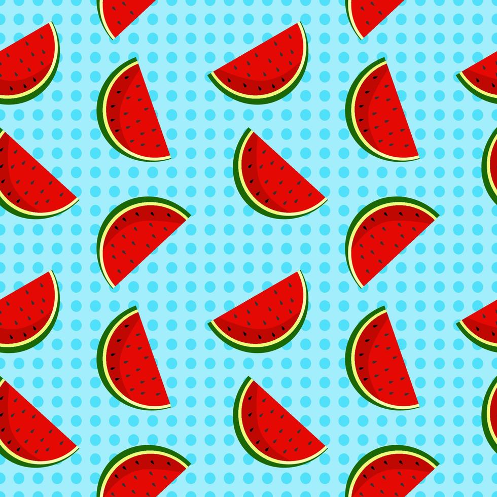 Vector watermelon background with black seeds. Seamless watermelons pattern. Vector background with watermelon slices. Vector seamless pattern of fruit watermelon
