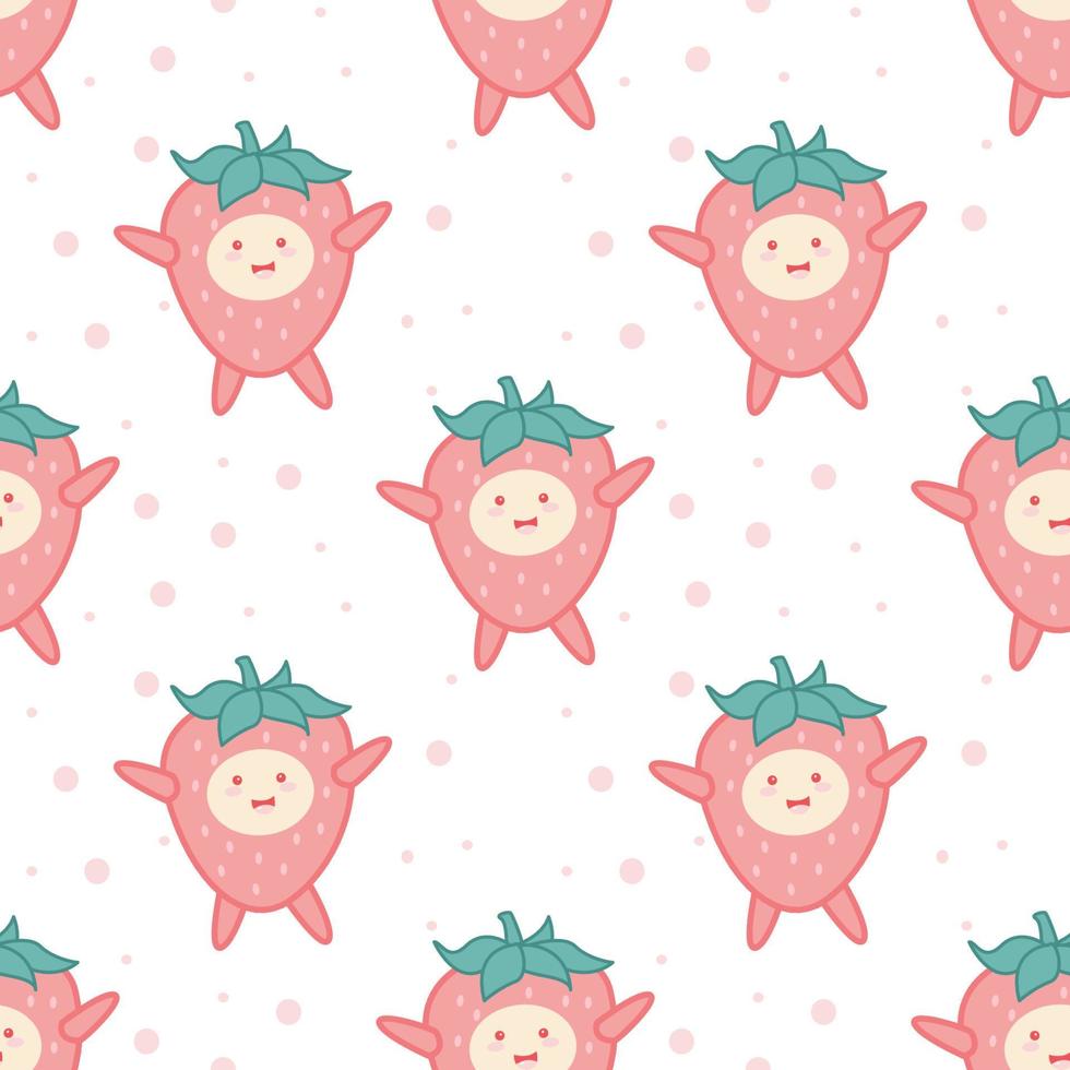 Cute strawberry cartoon seamless pattern vector  Background design for kids, decorating, wallpaper, wrapping paper, fabric, backdrop