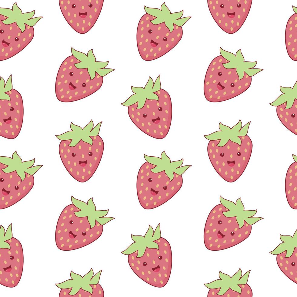 Cute strawberry cartoon seamless pattern vector  Background design for kids, decorating, wallpaper, wrapping paper, fabric, backdrop