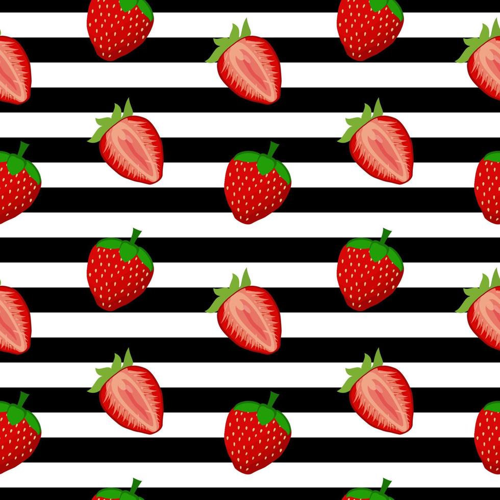 Cute strawberry cartoon seamless pattern vector  Background design for kids, decorating, wallpaper, wrapping paper, fabric, backdrop