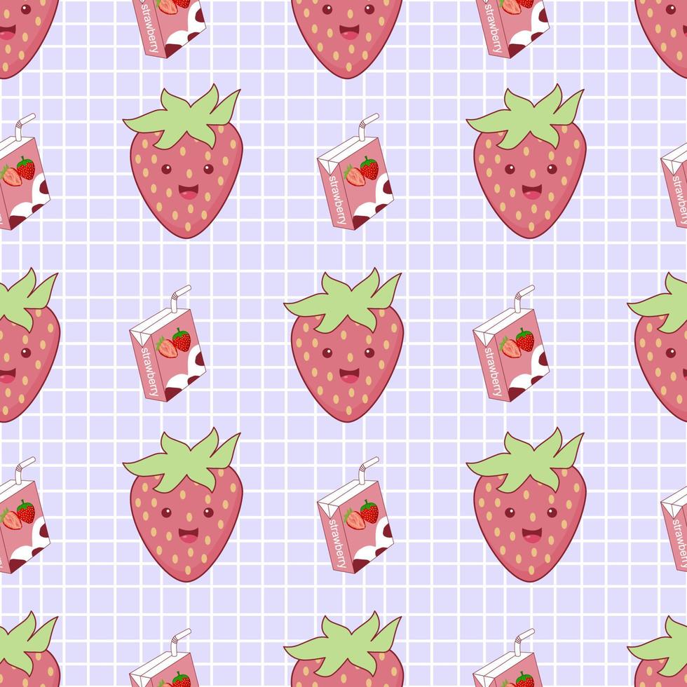 Cute strawberry cartoon seamless pattern vector  Background design for kids, decorating, wallpaper, wrapping paper, fabric, backdrop