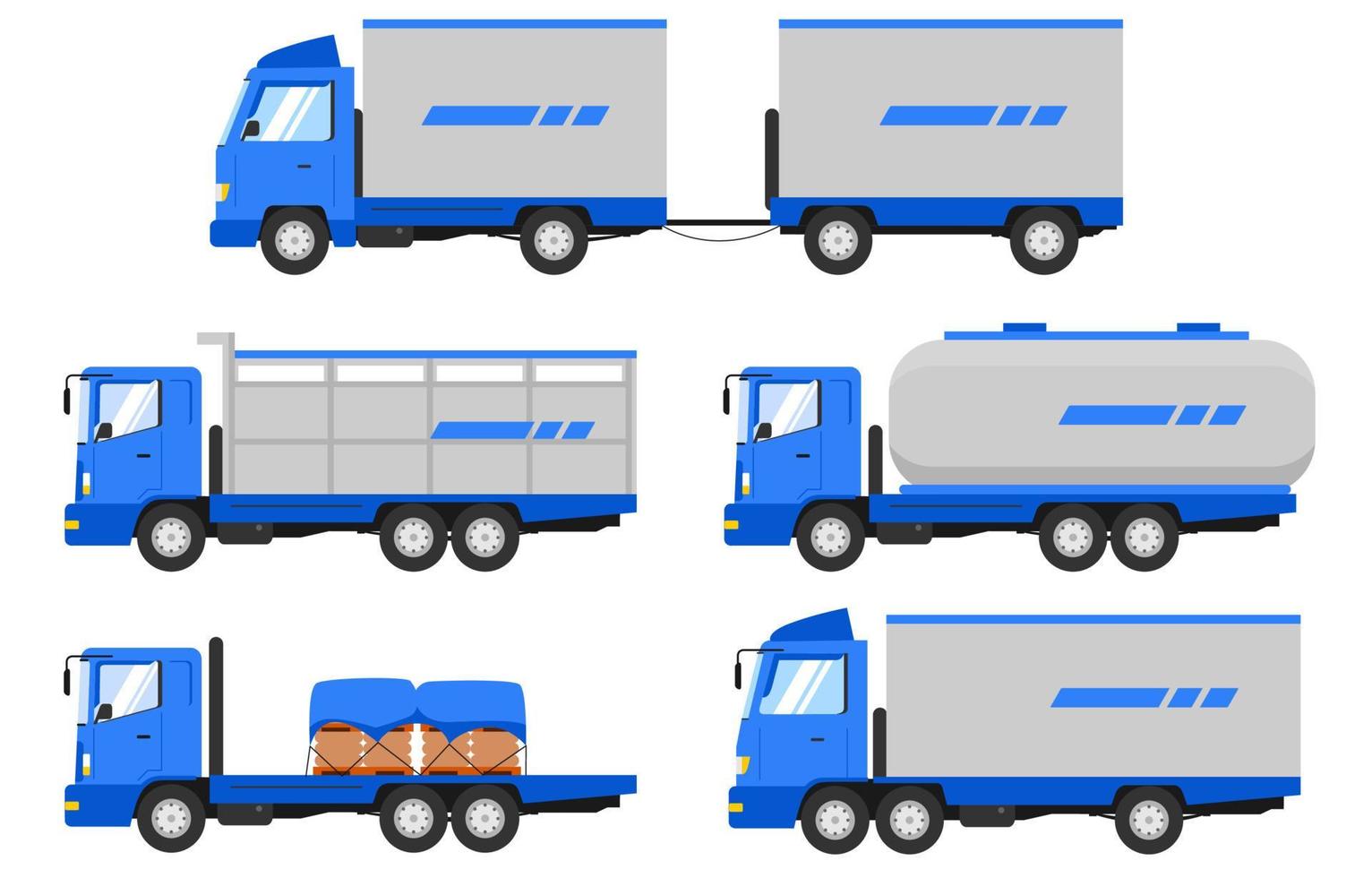 vehículos establecidos. Ilustración de vector de camiones de carga