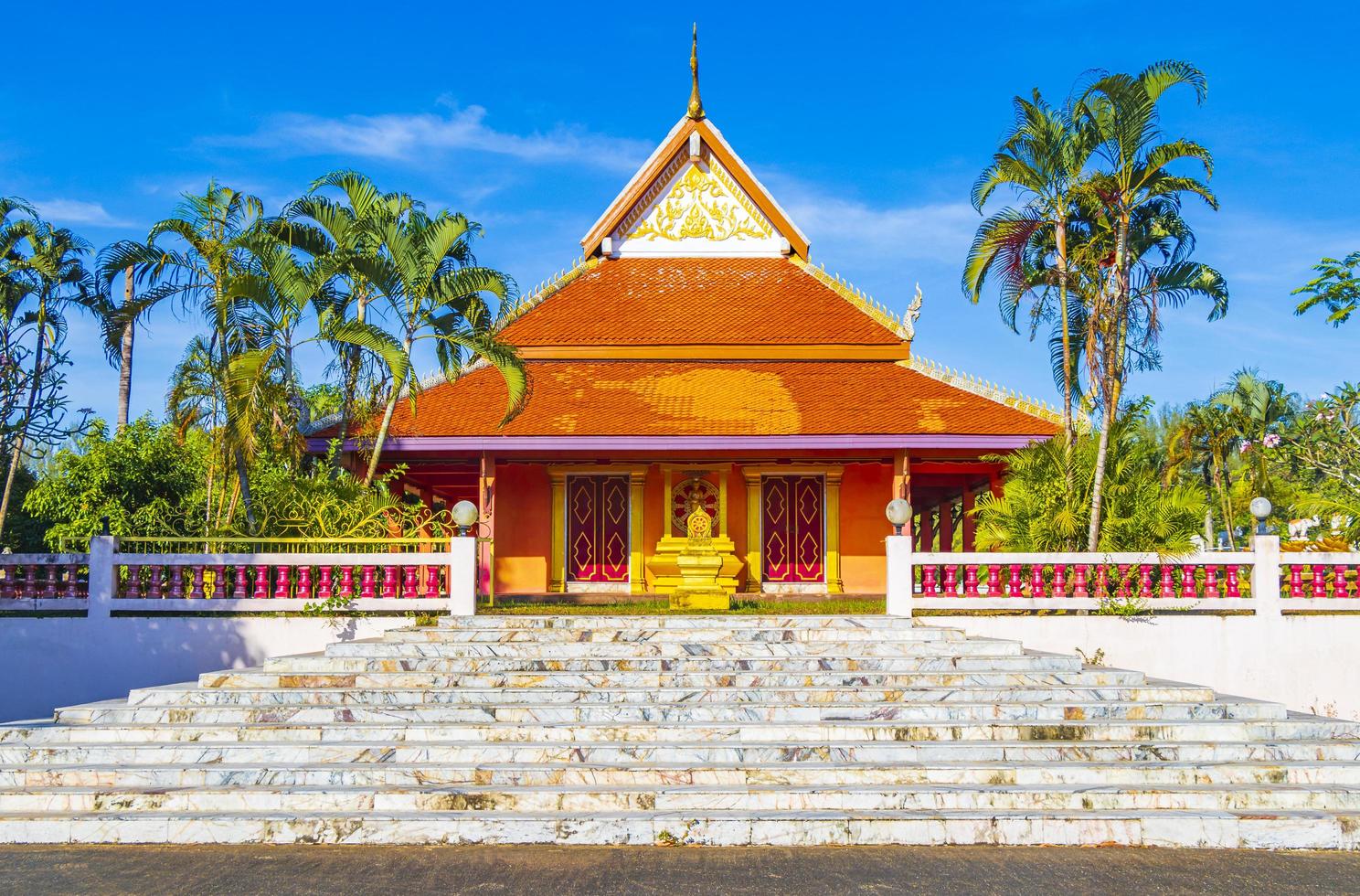 Colorful building Wat Phadung Tham Phothi temple Khao Lak Thailand. photo