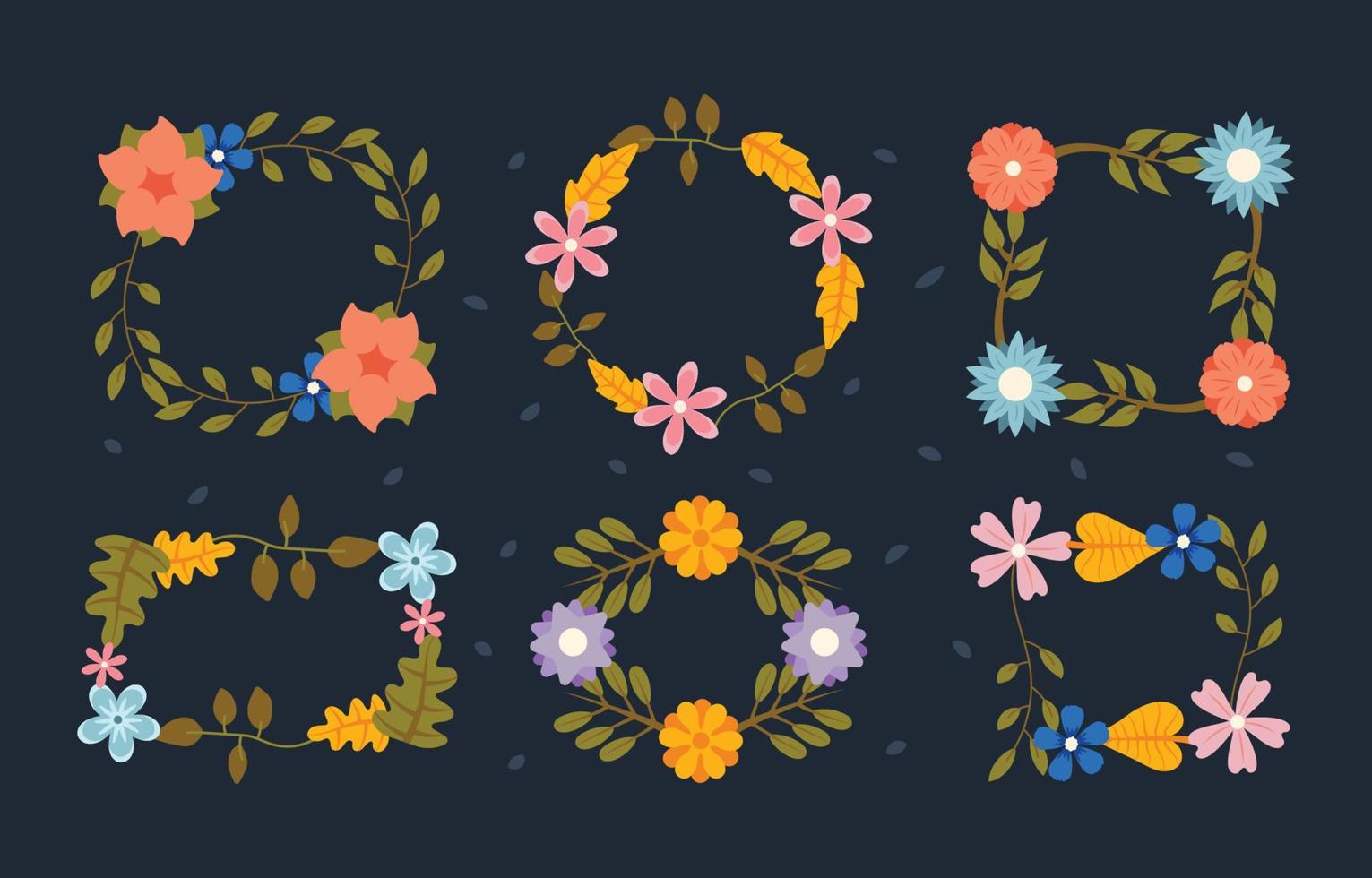 conjunto de plantillas de marco floral decorativo vector