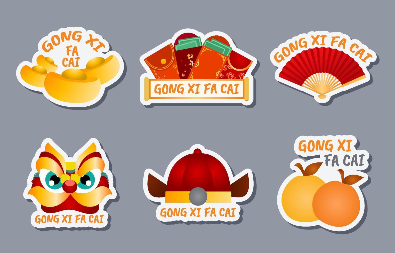 Gong Xi Fa Cai Sticker Set vector