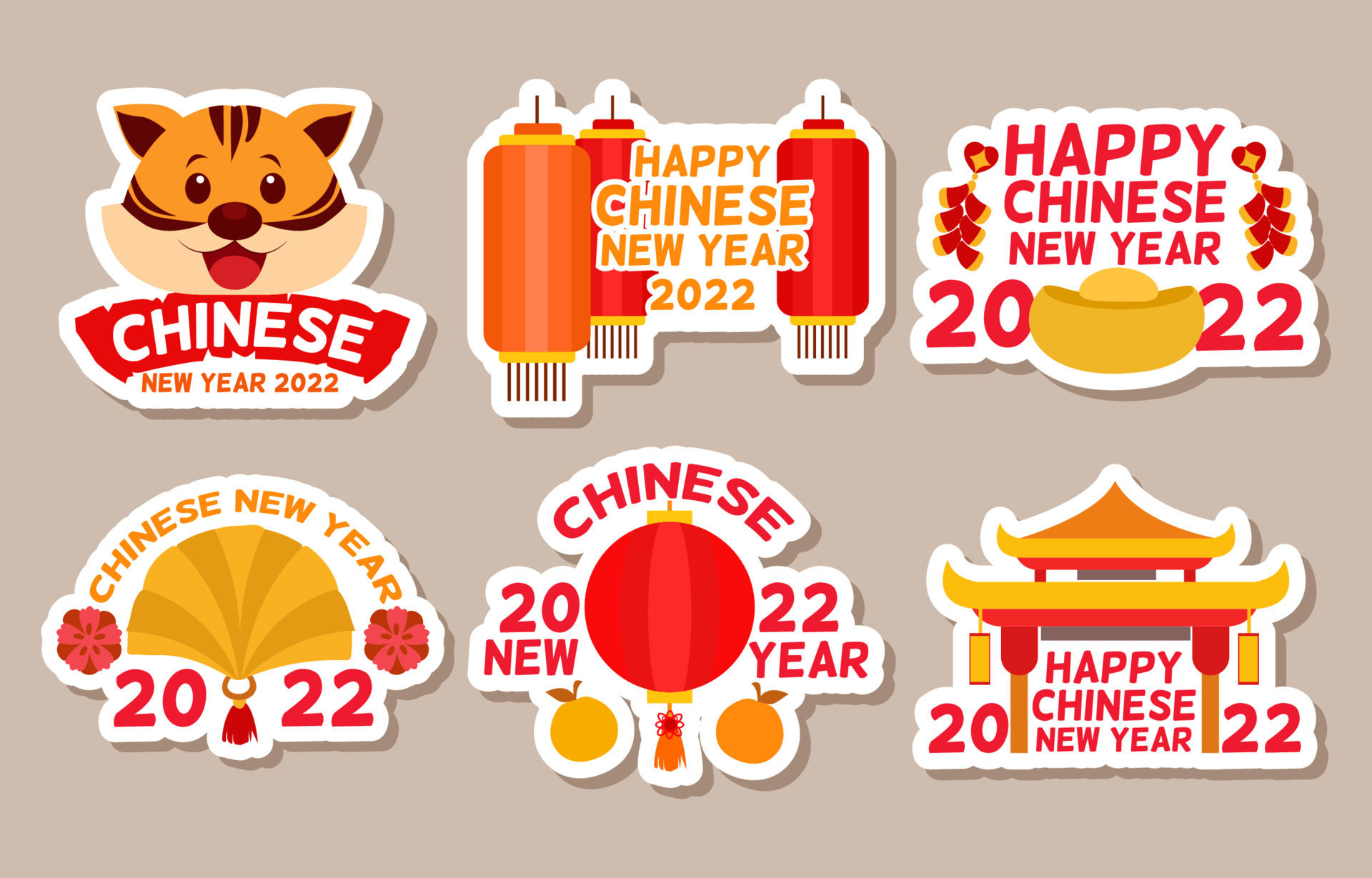 Chinese New Year 2022 Sticker Collection 4965071 Vector Art at