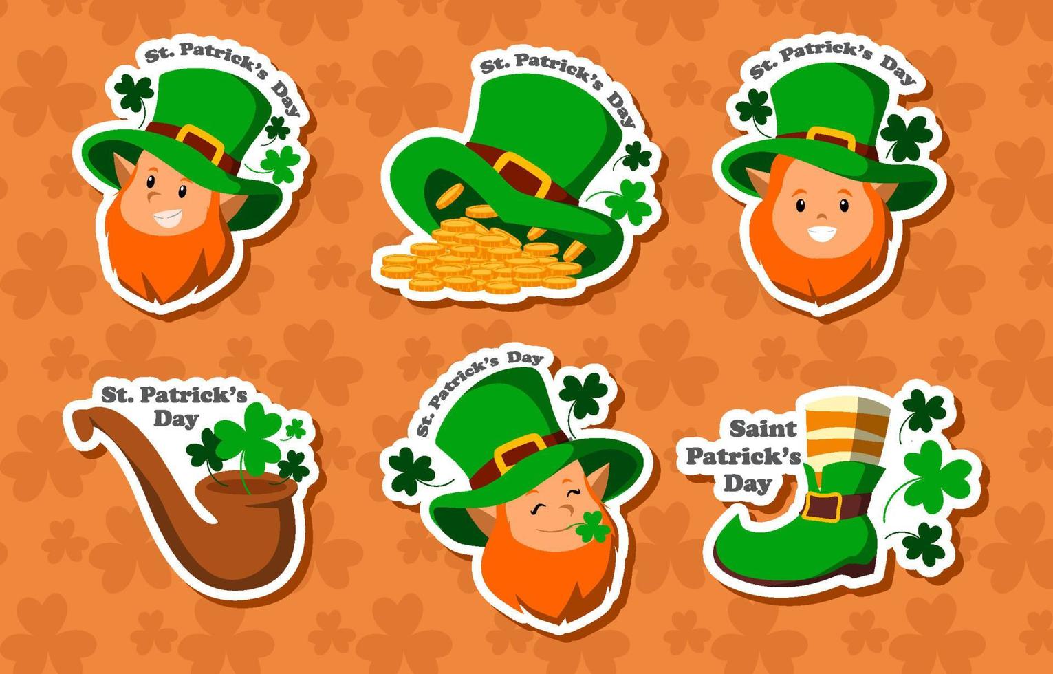 St Patrick's Day Leprechaun Sticker Collection vector