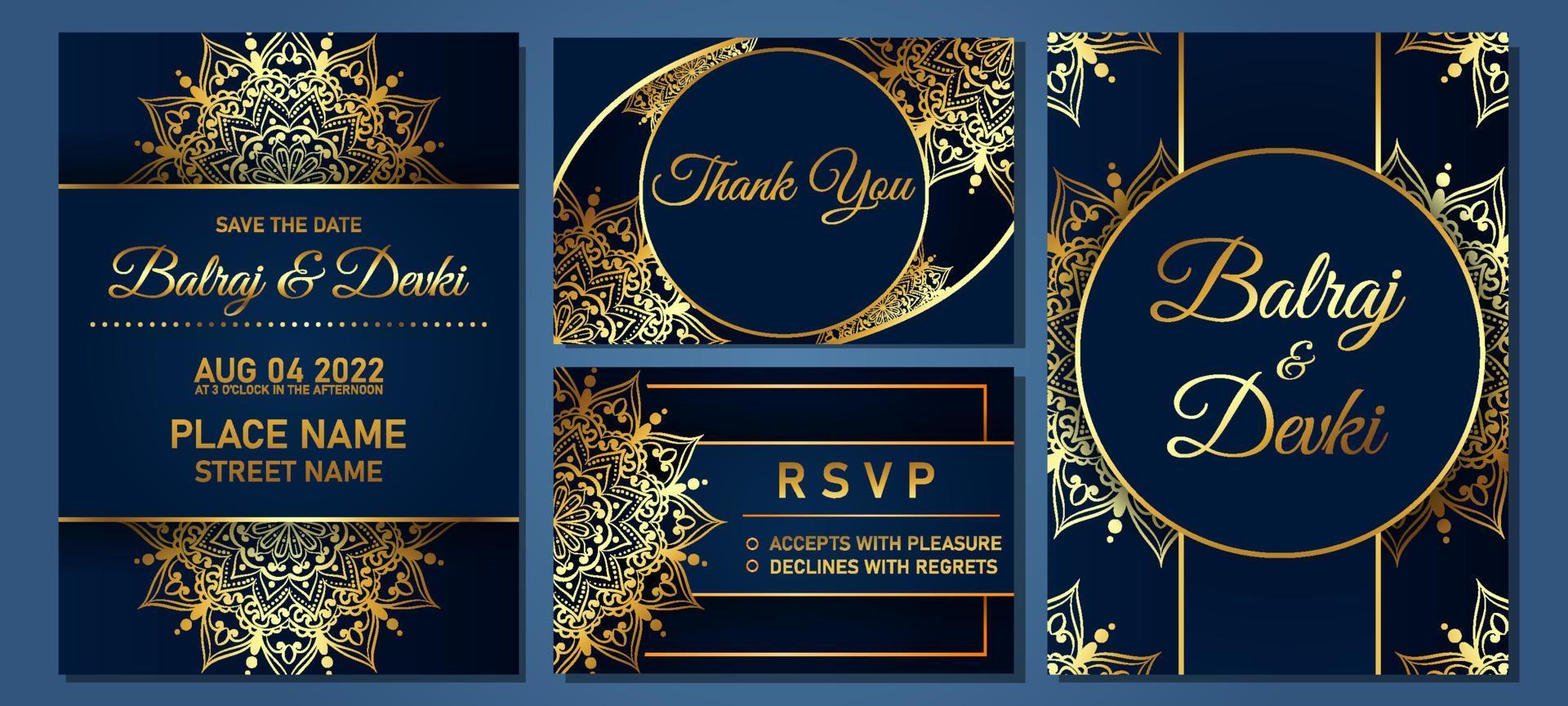 Indian Wedding Invitation Set vector