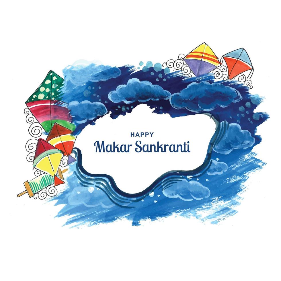 feliz makar sankranti tarjeta navideña diseño del festival de india vector