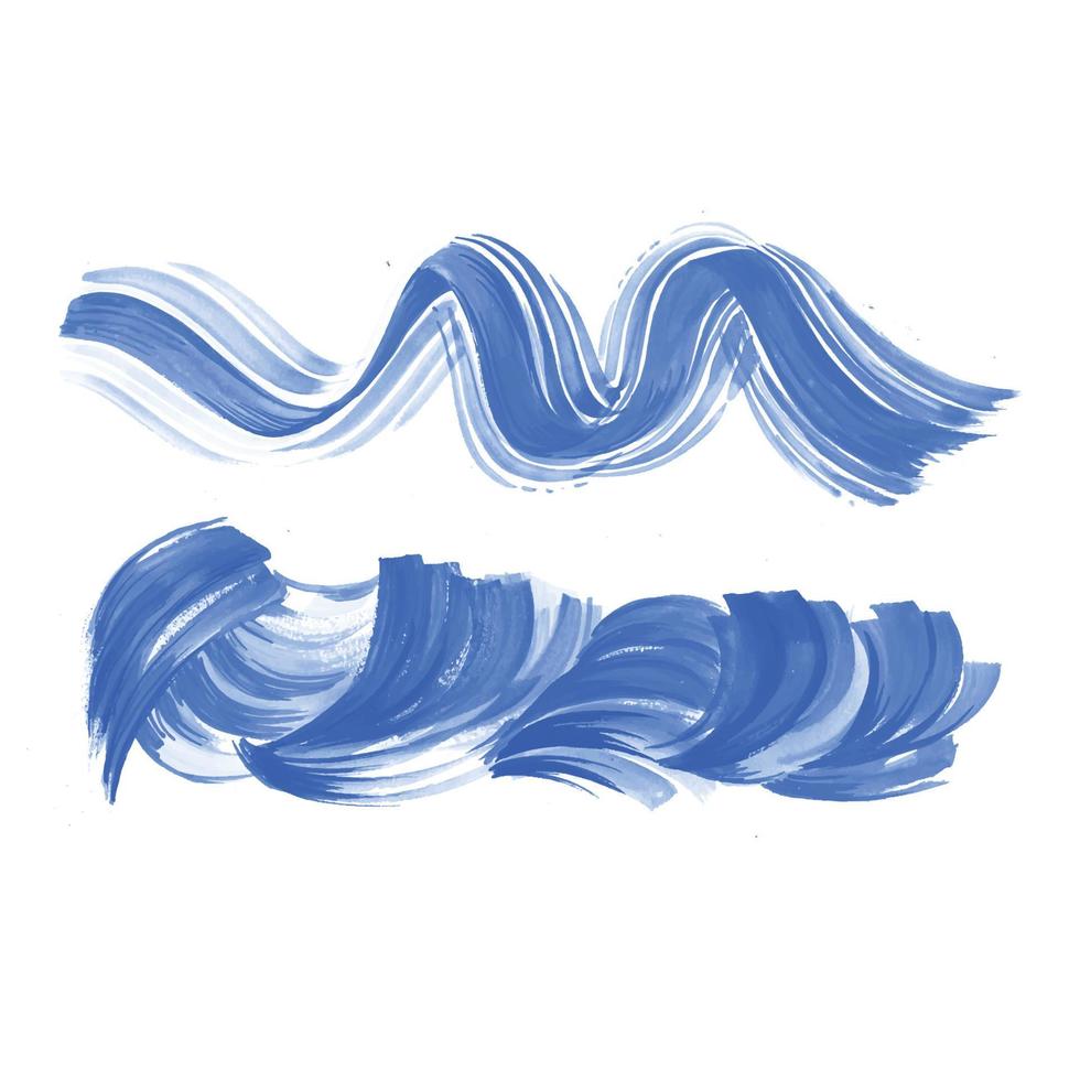 Blue brush wave stroke watercolor design vector