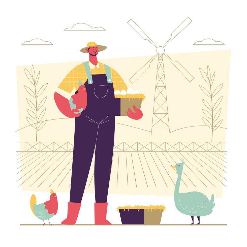 Farmer Gathering Harvest Concept vector
