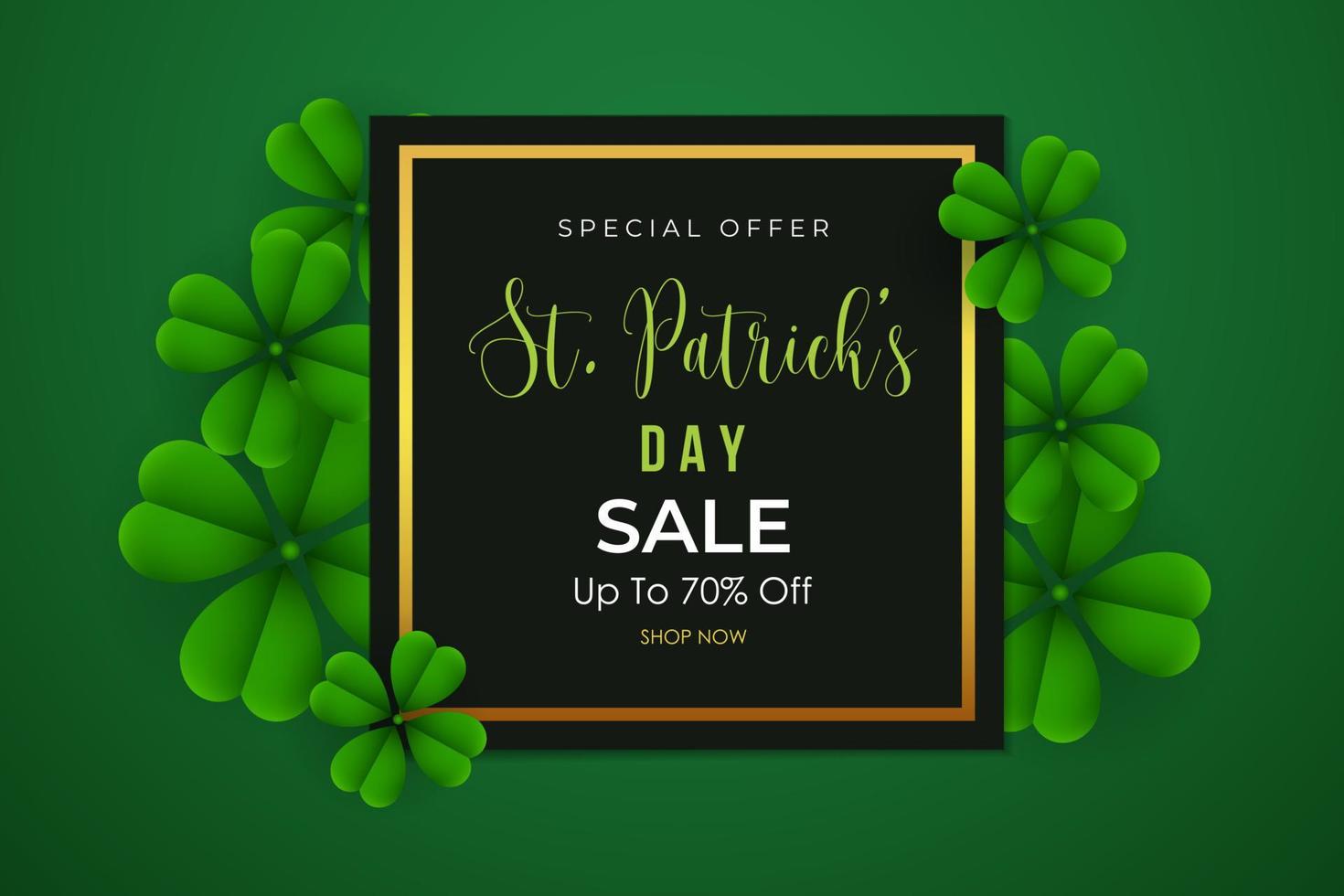 St. Patrick's Day sale background with clover leaves vector