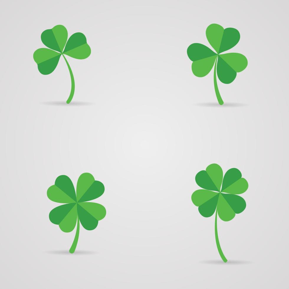 Set of four and three clover leaves vector