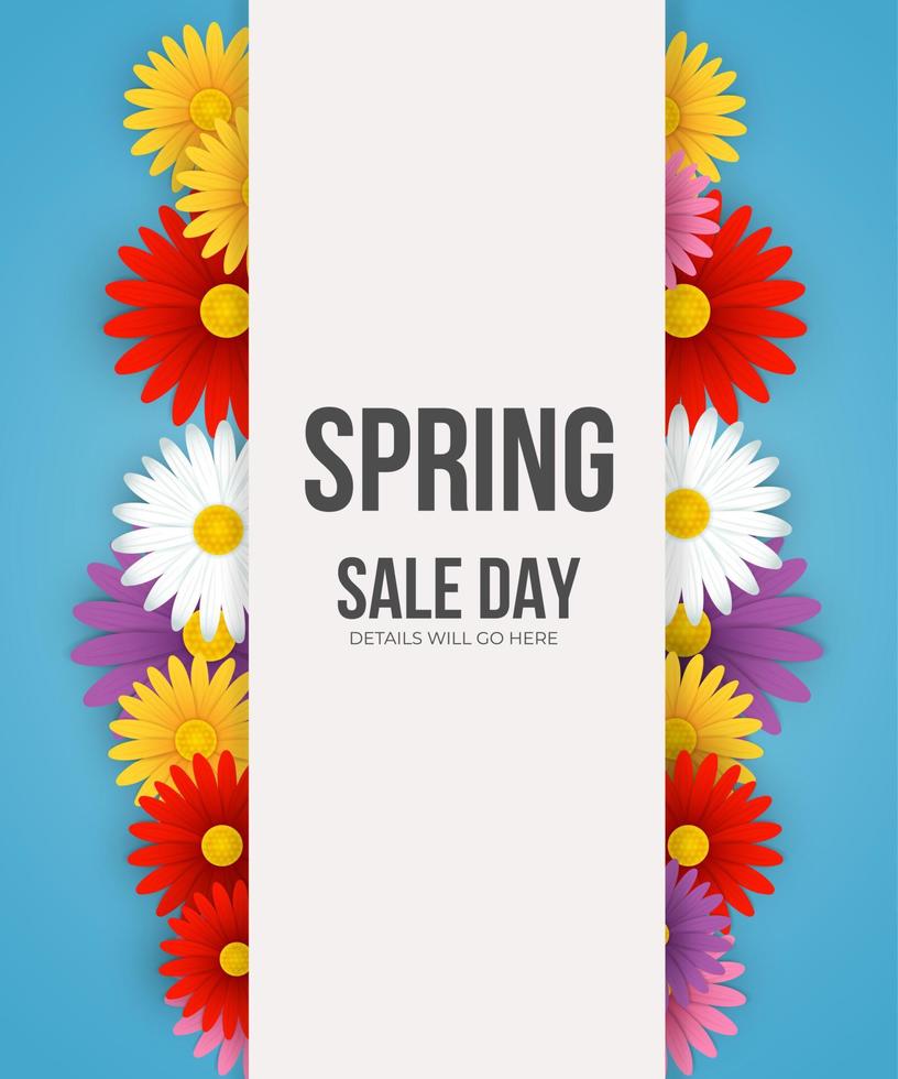 Spring sale background with beautiful flowers vector