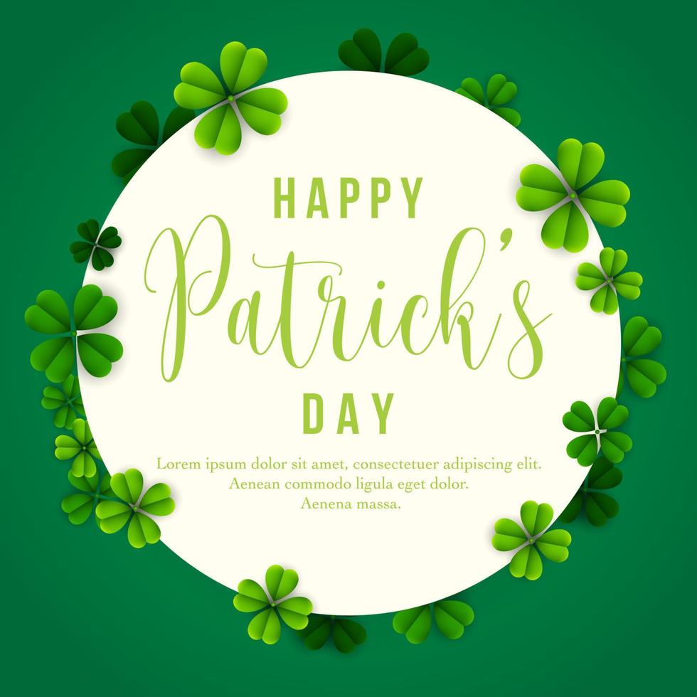 Happy Patrick's Day with round frame vector