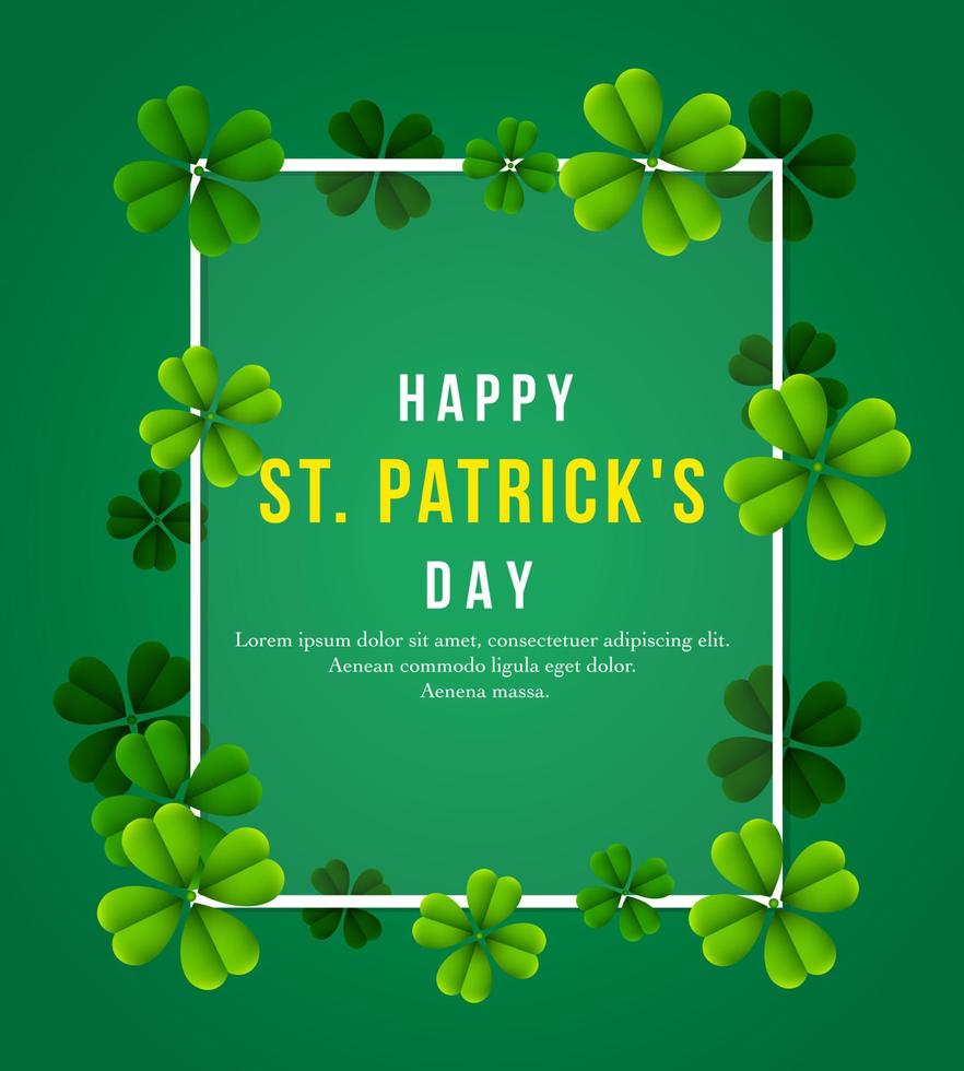 Happy St. Patrick's Day background with clover leaves vector