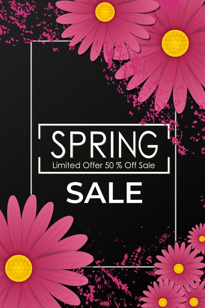 Spring sale background with beautiful purple flowers vector