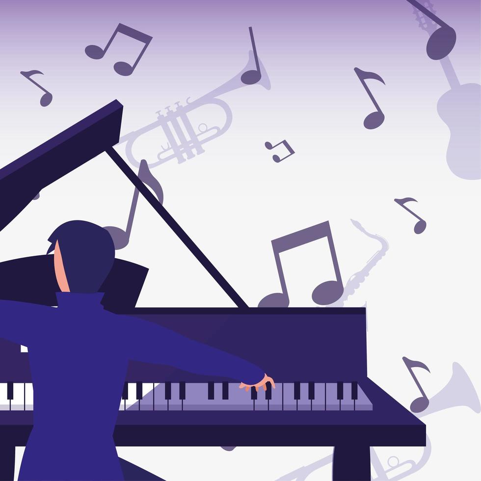 Musician man with piano of music festival vector design