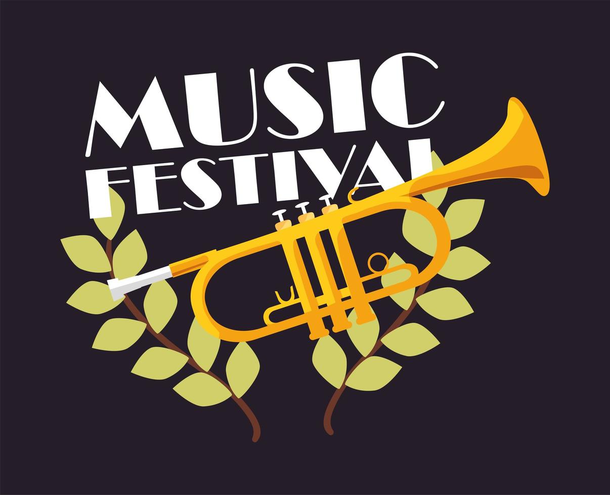 instrumento de trompeta de diseño de vector de festival de música