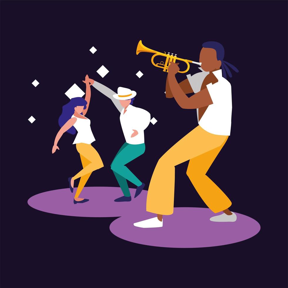 músico hombre y bailarines diseño vectorial vector