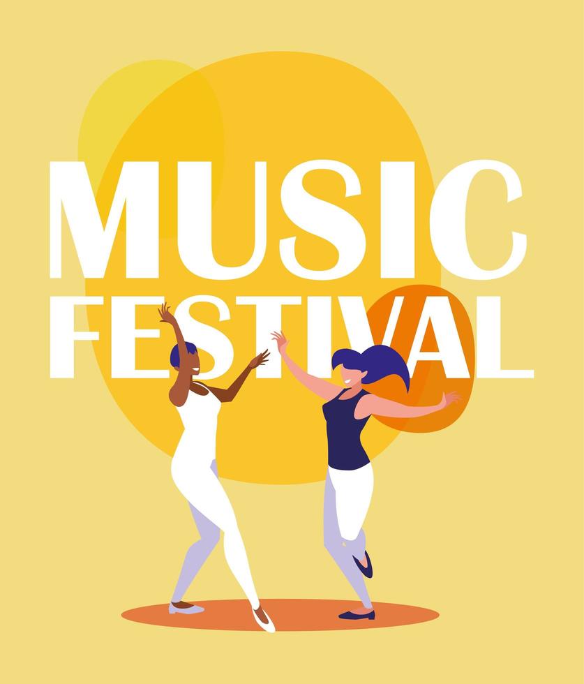 Music festival women dancers vector design