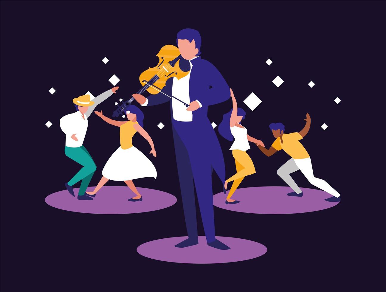 Musician man and dancers vector design