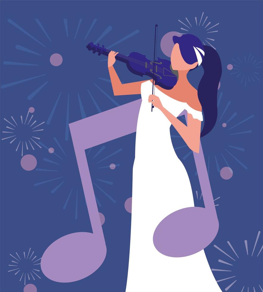 Musician woman with fiddle of music festival vector design