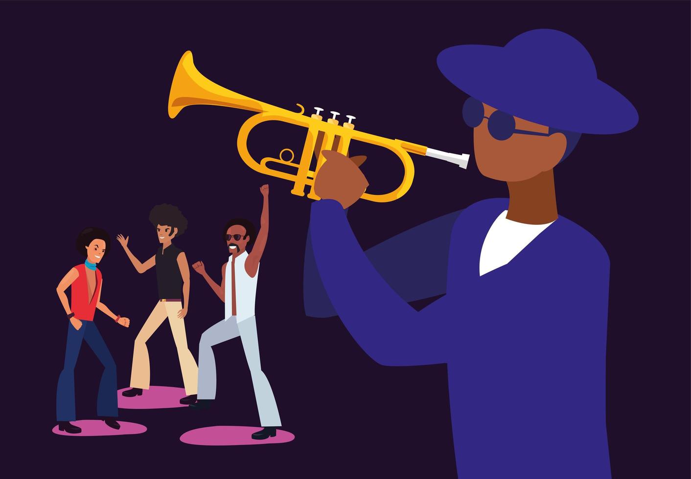 músico hombre y bailarines diseño vectorial vector